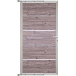 T&J Farö Tor für Sichtschutzzaun, Esche-grau/Silber, 90x175cm. Tor mit Rahmen und Füllung.