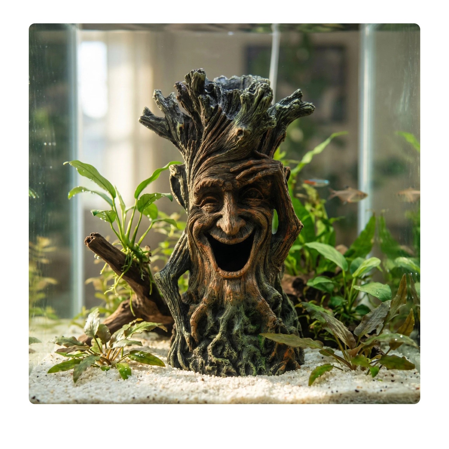 Relaxdays Aquariumdekoration Polyresin Braun Grün Ungiftig 23 cm x 12 cm x 11 cm_2
