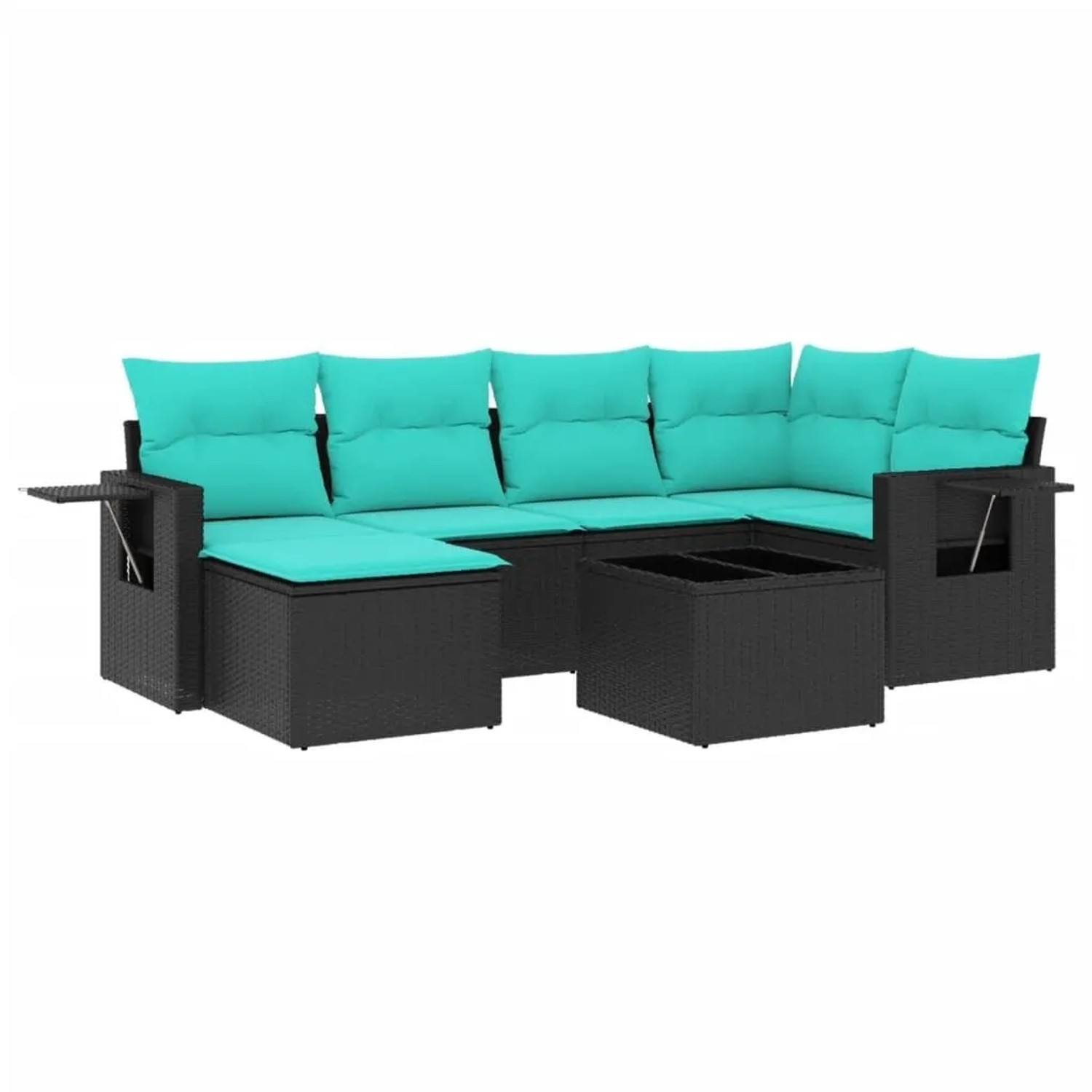 vidaXL 7-Tlg Gartensofa-Set mit Kissen Schwarz Polyrattan 3220466 günstig online kaufen