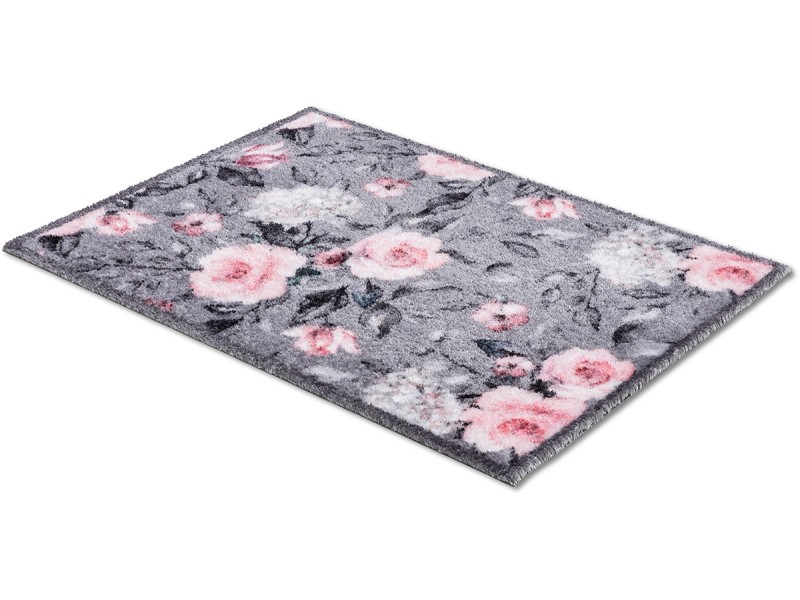 Astra Sauberlaufmatte Pure und Soft 50 cm x 70 cm Blumen Grau-Rosa kaufen  bei OBI