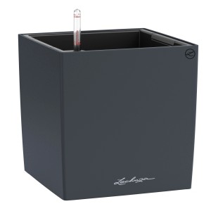 Lechuza CUBE Color 30 Pflanzkübel in Slate Grey, quadratisch.