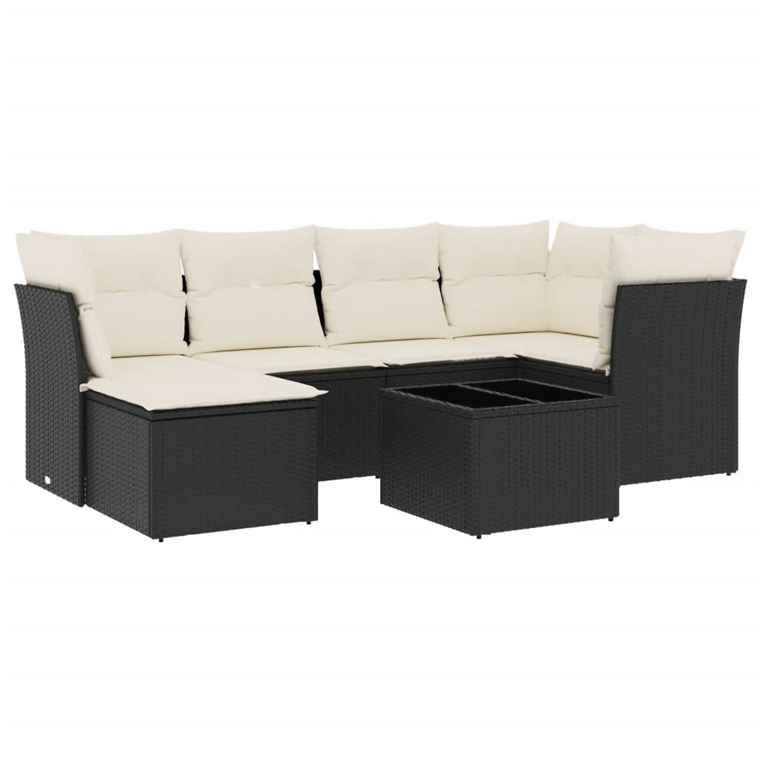 vidaXL 7-Tlg Garten-Sofagarnitur mit Kissen Schwarz Poly Rattan 3249795 günstig online kaufen