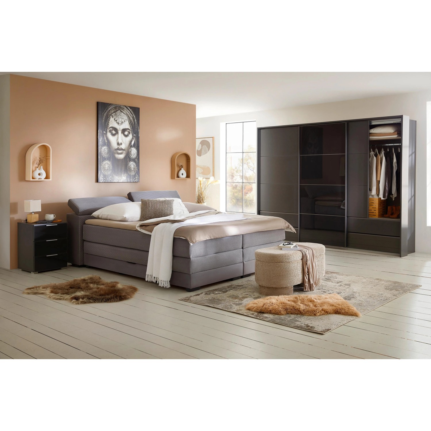 Premium Living Boxspringbett Sevilla in Grau