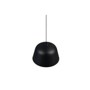 Schwarze matte PLTova Pendelleuchte mit E27 Fassung. Glockenförmiger Metallschirm für gezieltes Licht.