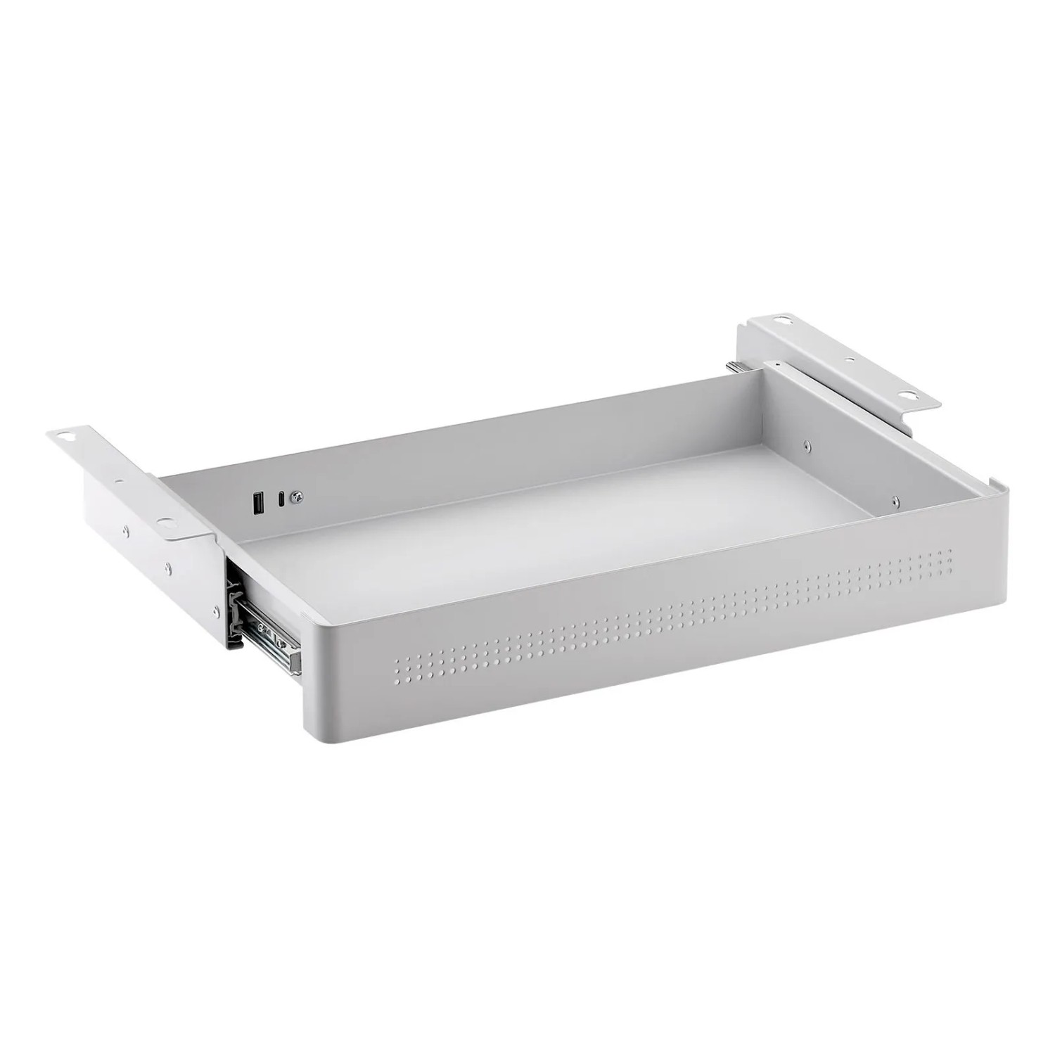 SOTECH CAVO Dokumentenschublade Grau mit USB-A und USB-C Anschluss 488 x 291 Bis 462 x 73 mm