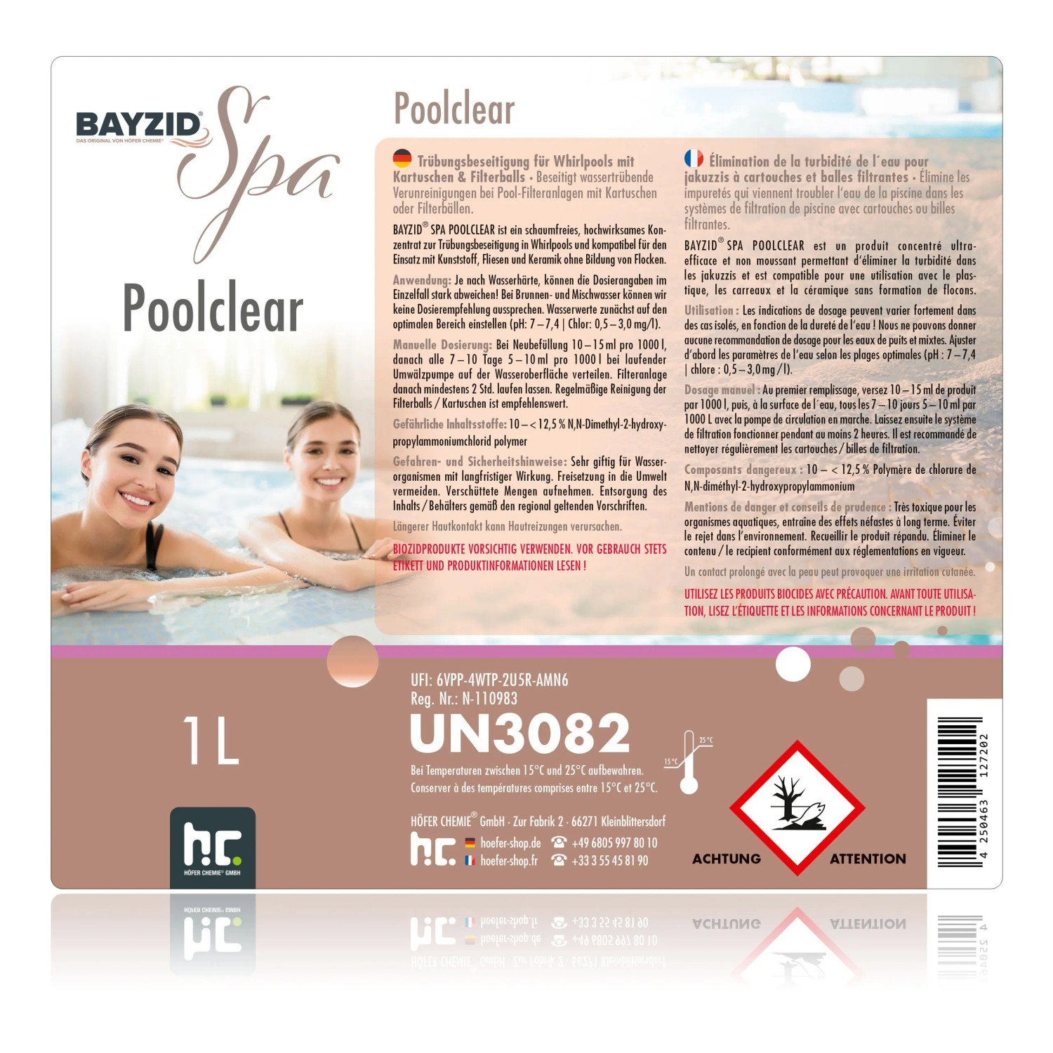Bayzid Spa Poolclear Trübungsbeseitigung 1l für klares Poolwasser im Whirlpool.