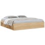 Bettgestell Sonoma-Eiche (200x200 cm) mit Stauraum unter dem Bett.