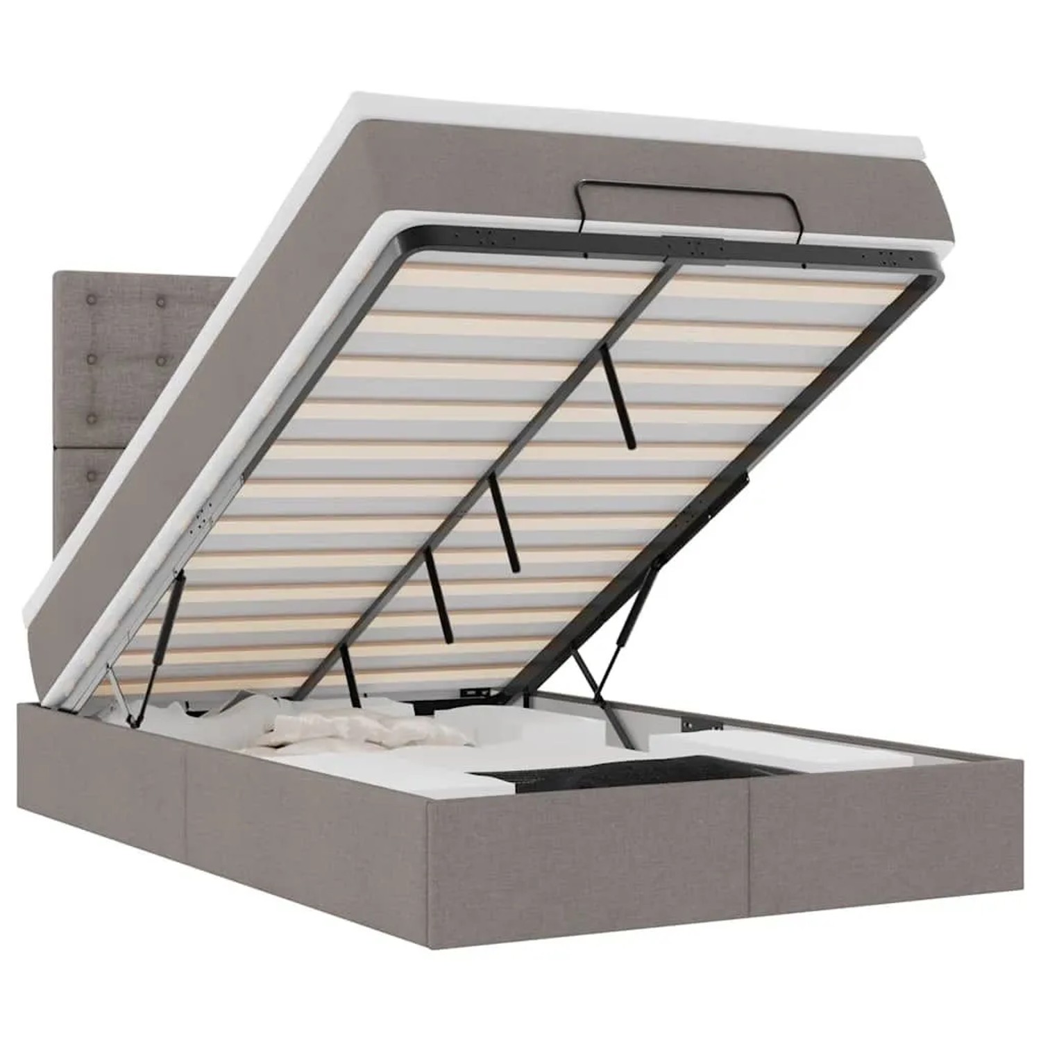 vidaXL Ottoman-Bett mit Matratze Taupe 120x190 cm Stoff 3313310