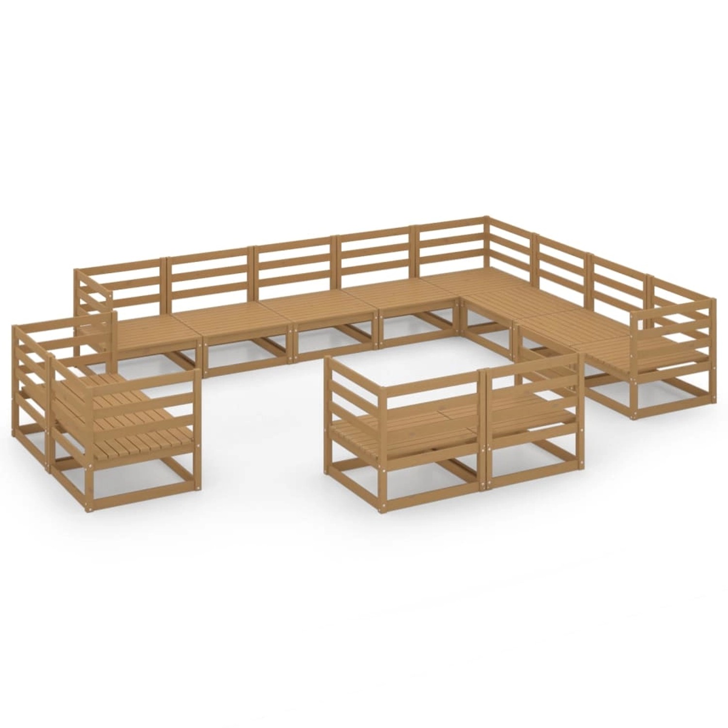 vidaXL 12-tlg Garten-Lounge-Set Honigbraun Massivholz Kiefer Modell 14 günstig online kaufen