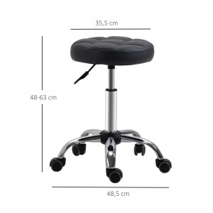 HOMCOM Salon Hocker Kunstleder Schaumstoff Schwarz 35,5 x 63H cm