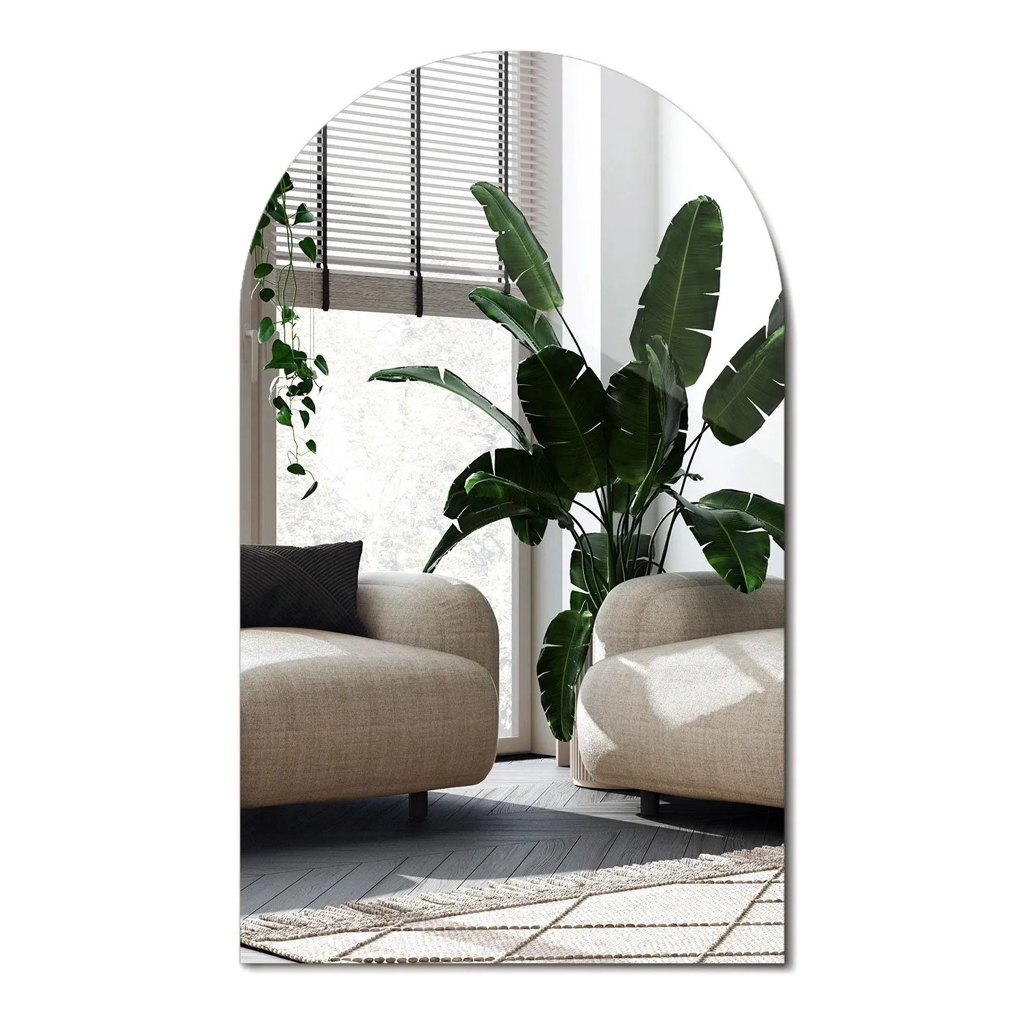 Wallfluent Runder Spiegel Abgeschnitten 45x80 Cm Spiegel Rund Abgeschnitten Geometrischer Spiegel Wand Spiegel Unten Gerade