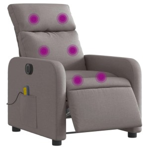 Elektrischer Massagesessel in Taupe mit Vibrationsfunktion und Seitentasche.