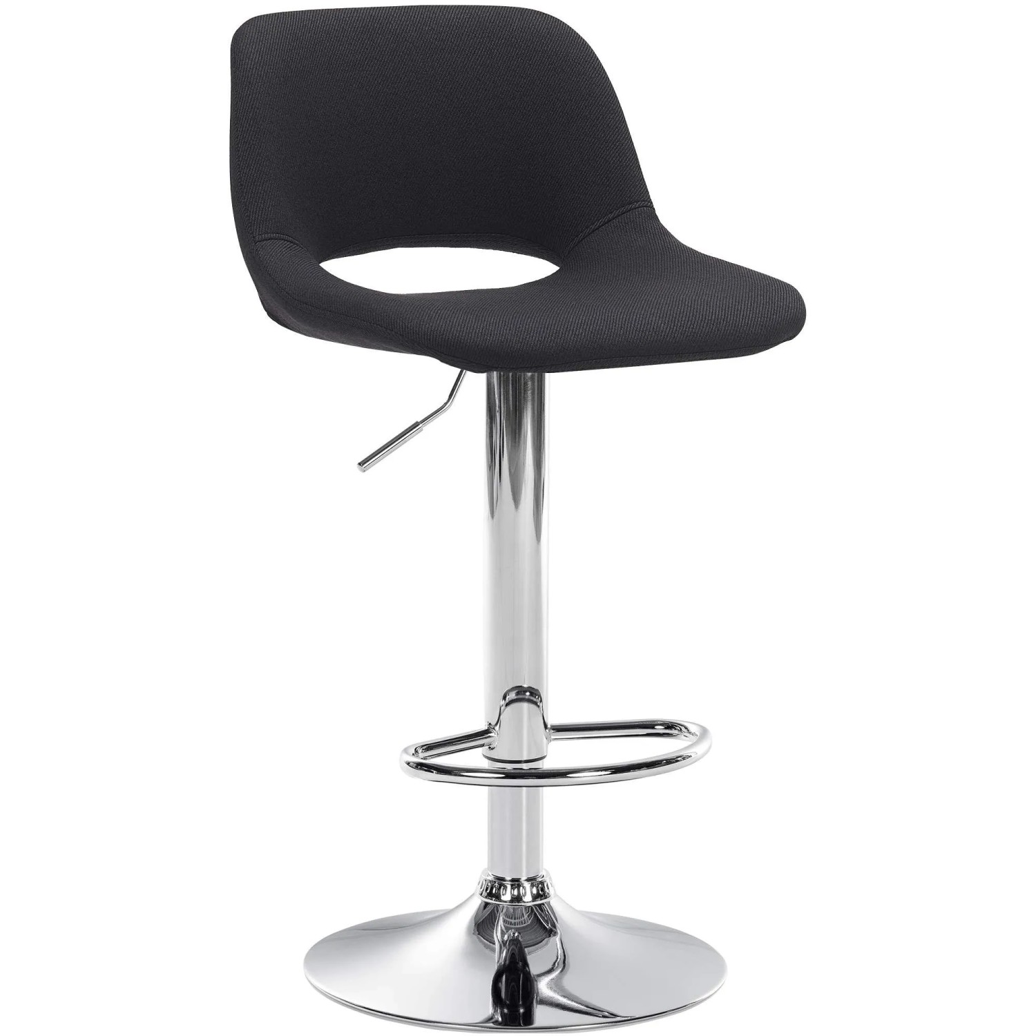 DELUKE Barhocker JAKSON Schwarz Stoff Chrom Barstuhl Mit Lehne Tresenhocker Tresenstuhl