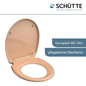 Beiger Schütte WC-Sitz aus Duroplast mit Absenkautomatik und Schnellverschluss.