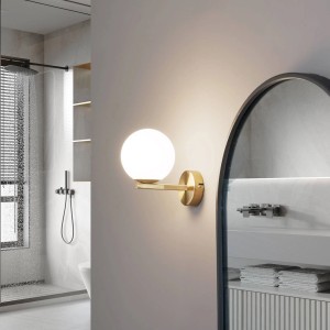 Lucande Wandleuchte Wandlampe Bad Bidolo 10020143 Spritzwassergeschützt in Gold Messing aus Metall 1-flammig G9 Badezimmerleuchte