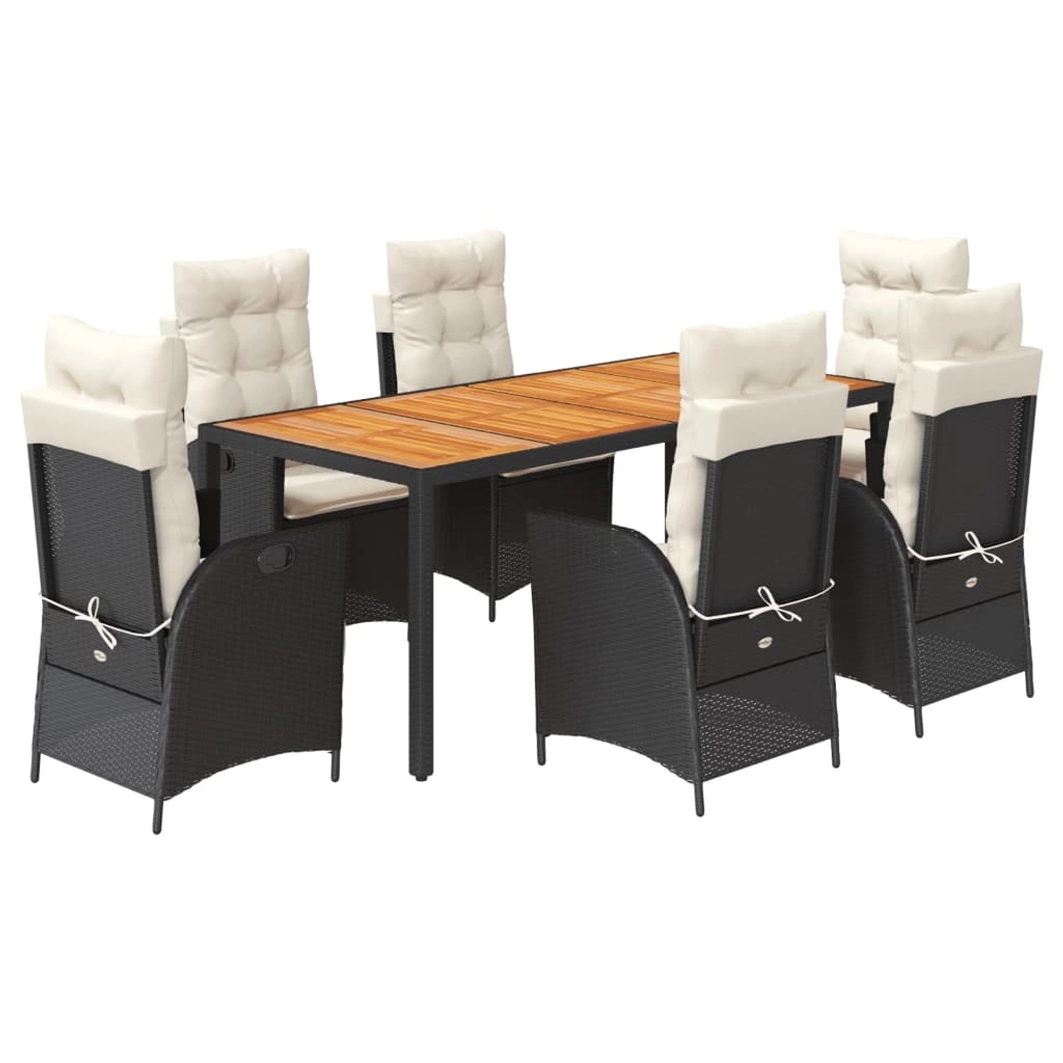 vidaXL 7-Tlg Garten-Essgruppe mit Kissen Schwarz Poly Rattan 3213091 günstig online kaufen