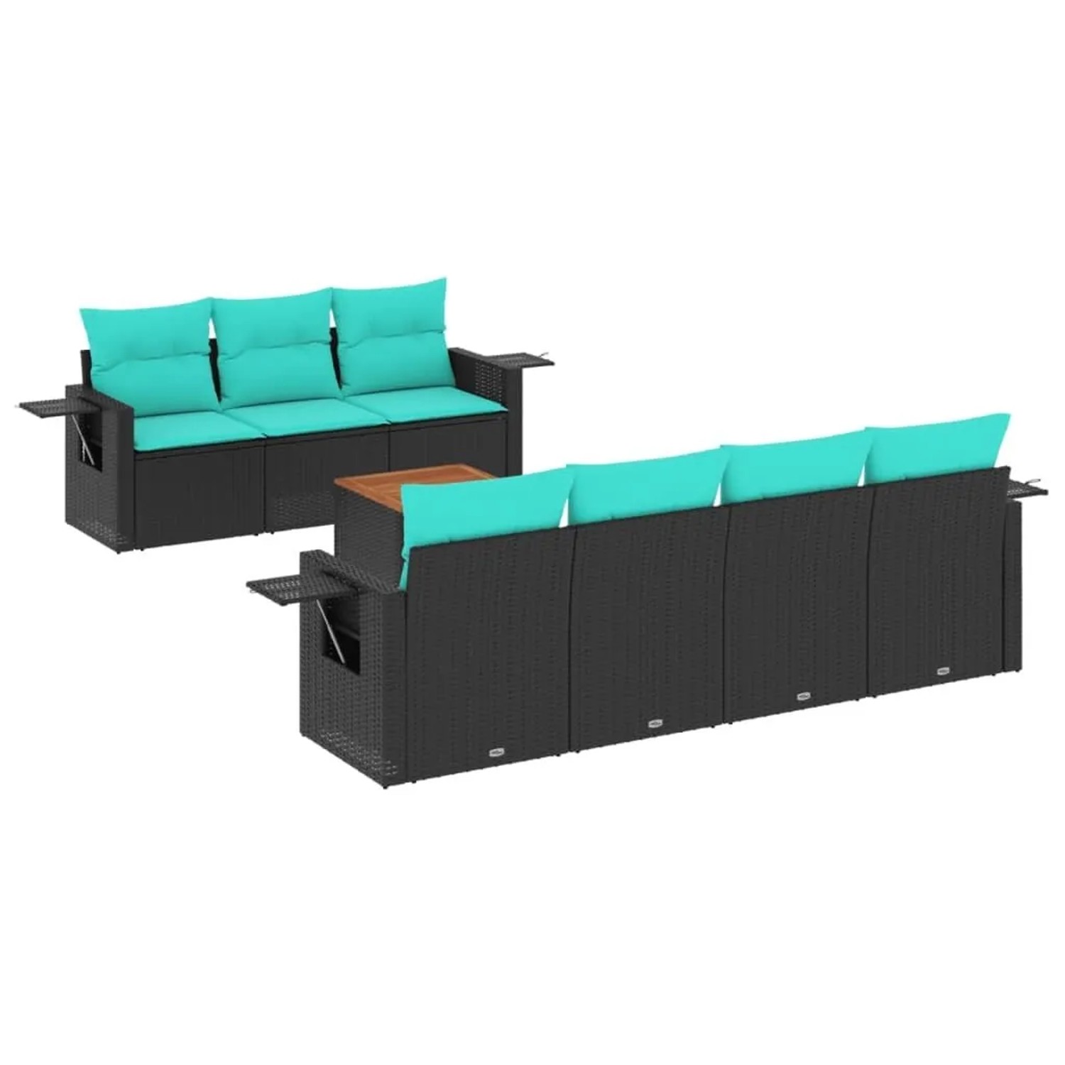 vidaXL 8-Tlg Gartensofa-Set mit Kissen Schwarzes Polyrattan 3224468 günstig online kaufen