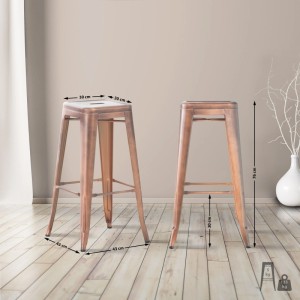 2er Set Barhocker DOLAN aus Metall in Kupfer, 76 cm hoch. Barstühle für Tresen oder Küchentheke.