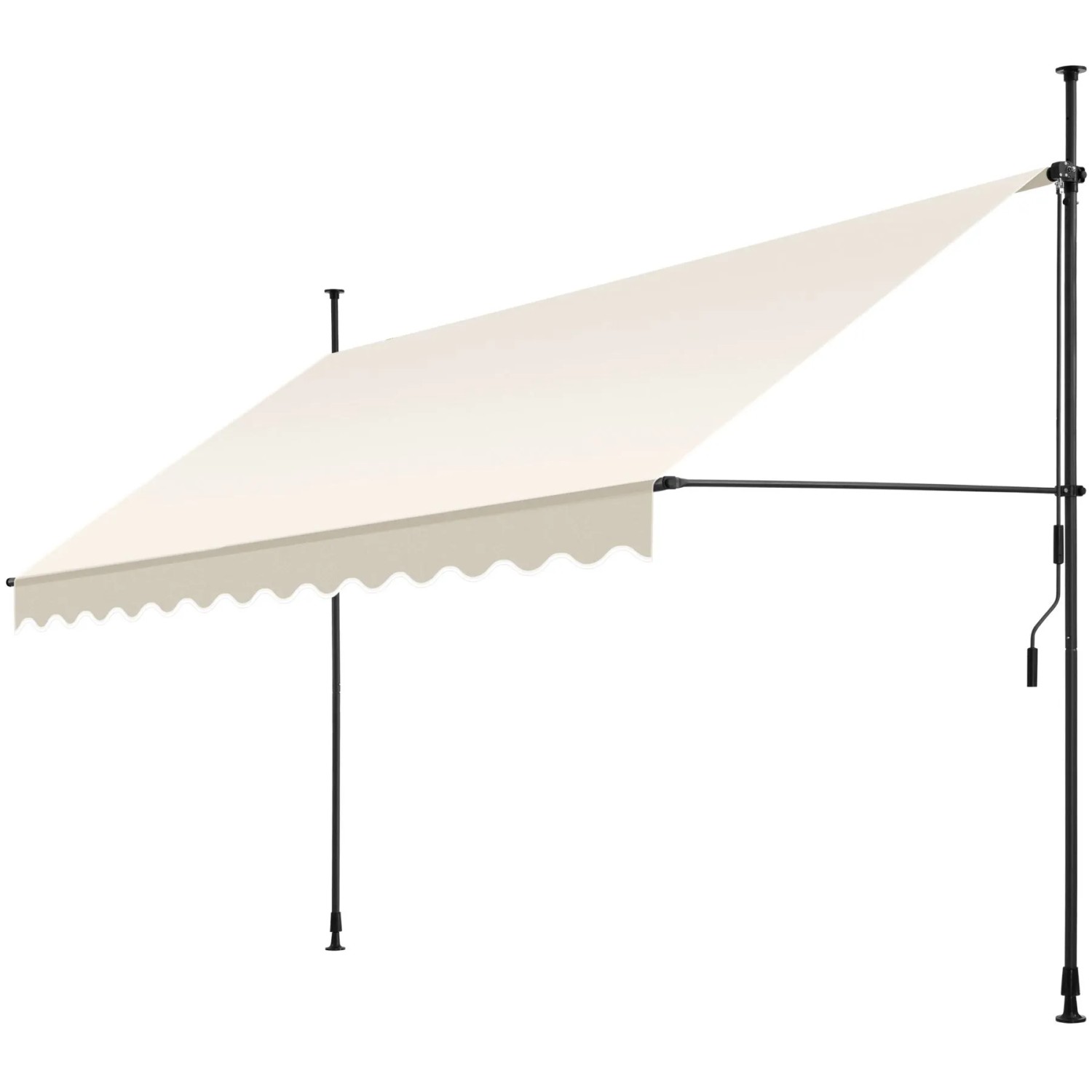 Tectake Klemmmarkise  Mit Handkurbel Uv Beständig 350 x 180 cm 180 x 350 x 304 cm Beige
