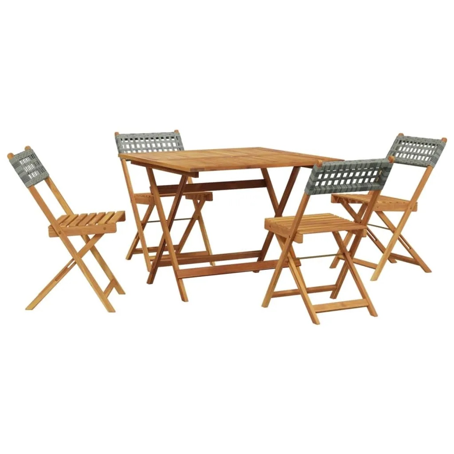vidaXL 5-Tlg Garten-Essgruppe Grau Poly Rattan und Massivholz 3281779