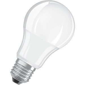 Matte Osram LED-Lampe E27 in Glühlampenform, 9W Warmweiß.