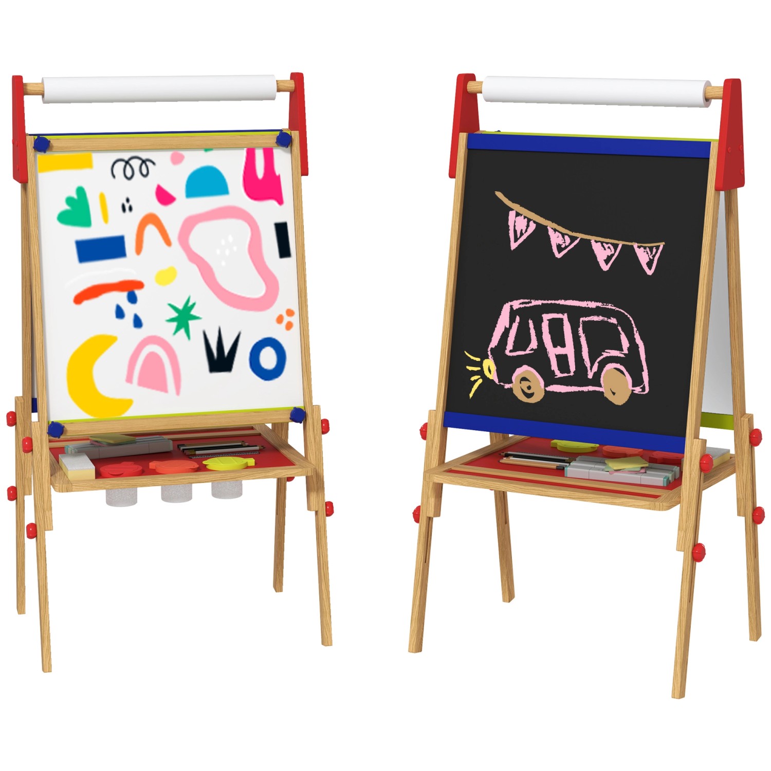 AIYAPLAY Kindertafel Kiefernholz Naturholz 61L x 47B x 113H cm