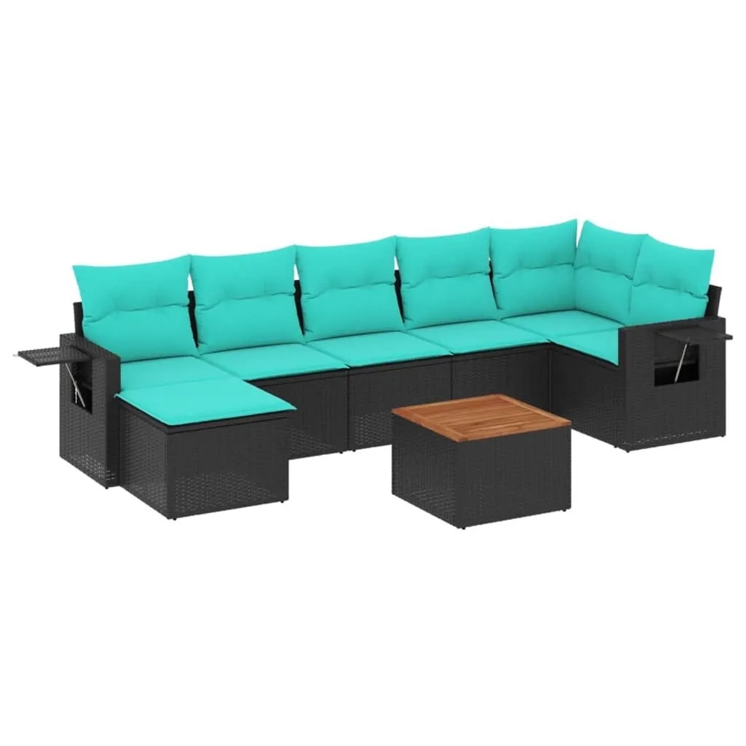 vidaXL 8-Tlg Gartensofa-Set mit Kissen Schwarzes Polyrattan 3224671