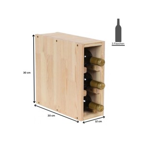 Modulares Weinregal Vincellar Mod aus Kiefernholz, natur, für 3 Flaschen.