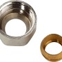 Anschlussadapter für 15 mm Kupferrohr, verchromt und Messing Dichtring für Heizungsinstallation.