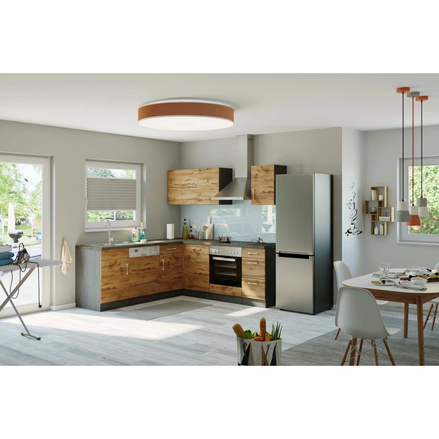 Held kaufen 210 OBI Möbel Küchenzeile bei Sorrento cm Winkel Wotaneiche-Grafit