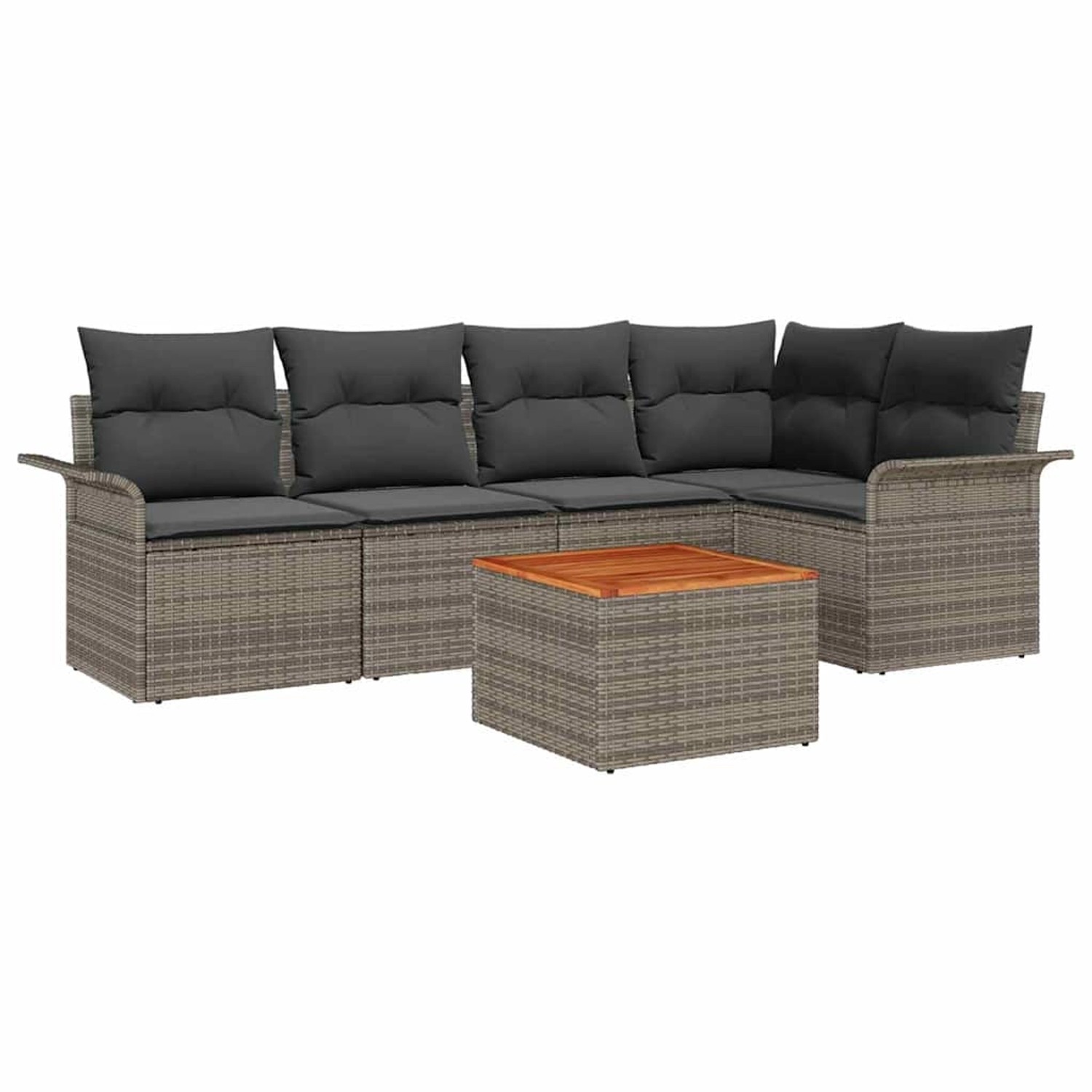 vidaXL Garten-Sofa-Set 6-Tlg Grau Poly Rattan 3347328 günstig online kaufen