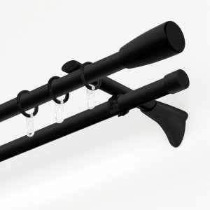 Gardinia Chicago Gardinenstange mit Innenlauf, Ø 20 mm, schwarz-matt, 240 cm.