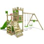 Fatmoose Spielturm BoldBaron mit Rutsche und Schaukel in Apfelgrün.