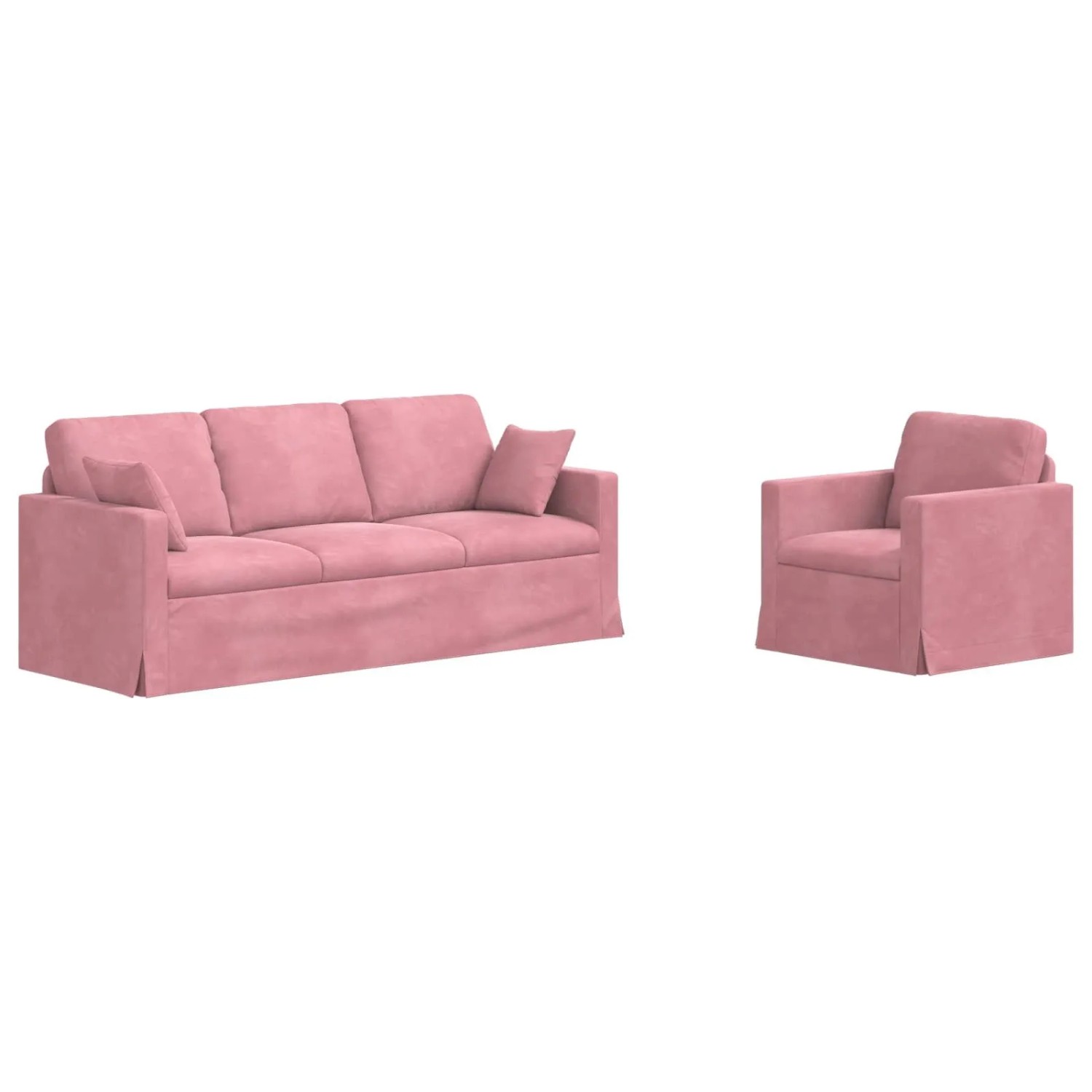 vidaXL Sofa 2-Tlg Rosa 198 x 78 x 80 cm Samt 3407599