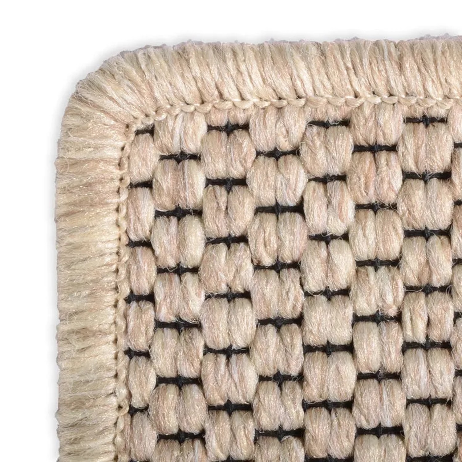 Detailansicht: Beige KARAT Teppich in Sisaloptik Kalkutta mit gekettelten Rändern.