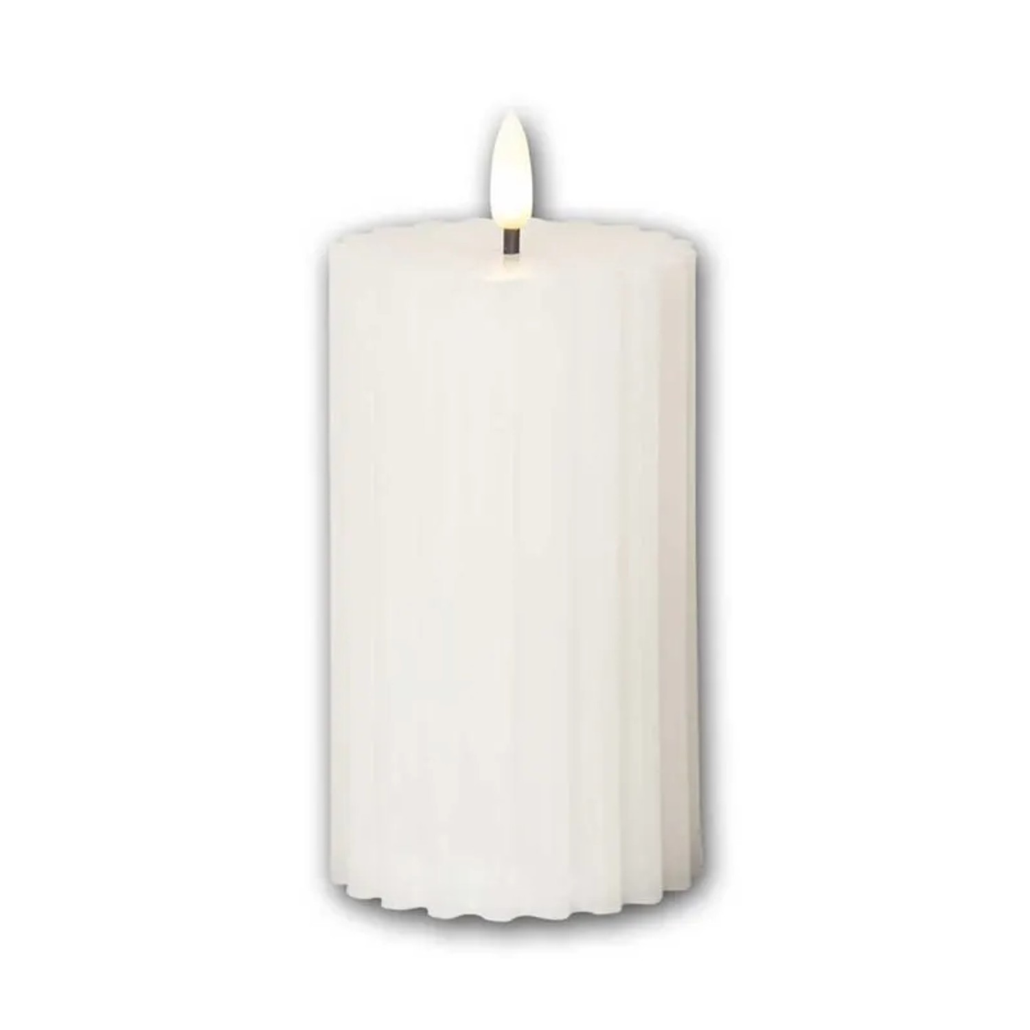Star Trading LED Stumpenkerze STRIPE Weiß 3D Flamme & Timer