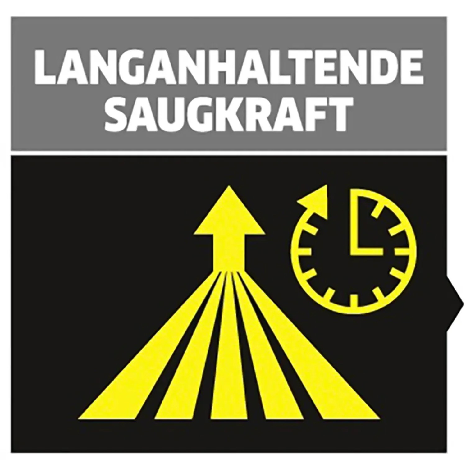 Symbol für langanhaltende Saugkraft des Kärcher Akku-Aschesaugers.