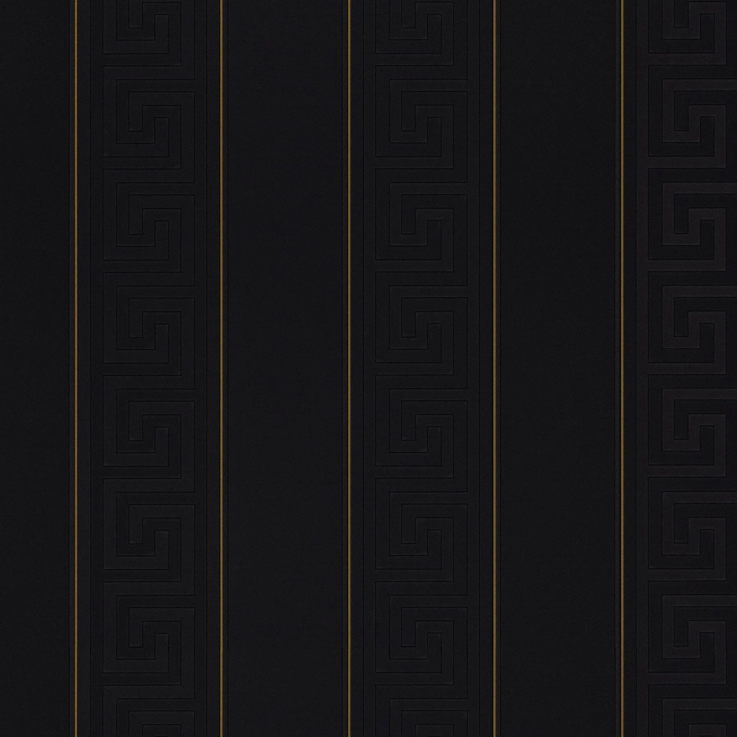 Bricoflor Schwarz Goldene Tapete mit Dünnen Streifen Mäander Tapete mit Neo günstig online kaufen