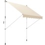 Beige Klemmmarkise mit Handkurbel, 150cm breit, für Balkon und Terrasse.
