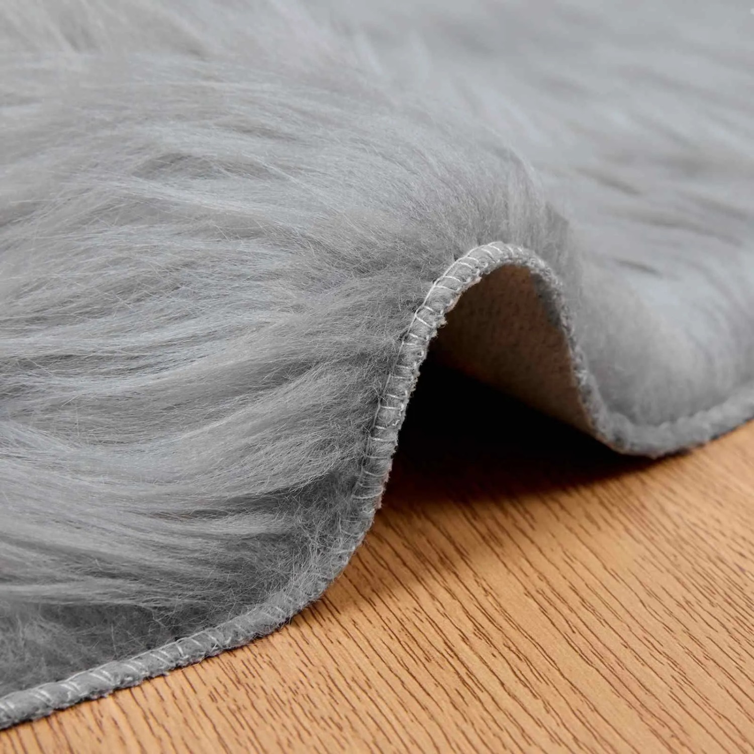 vidaXL Kunstschaffell Teppich Tafalla Grau Ø 80 cm Polyester 42021535_8