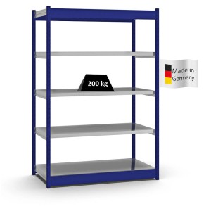 PROREGAL Fachbodenregal, blaues Stecksystem mit 5 Ebenen, Fachlast 200 kg.