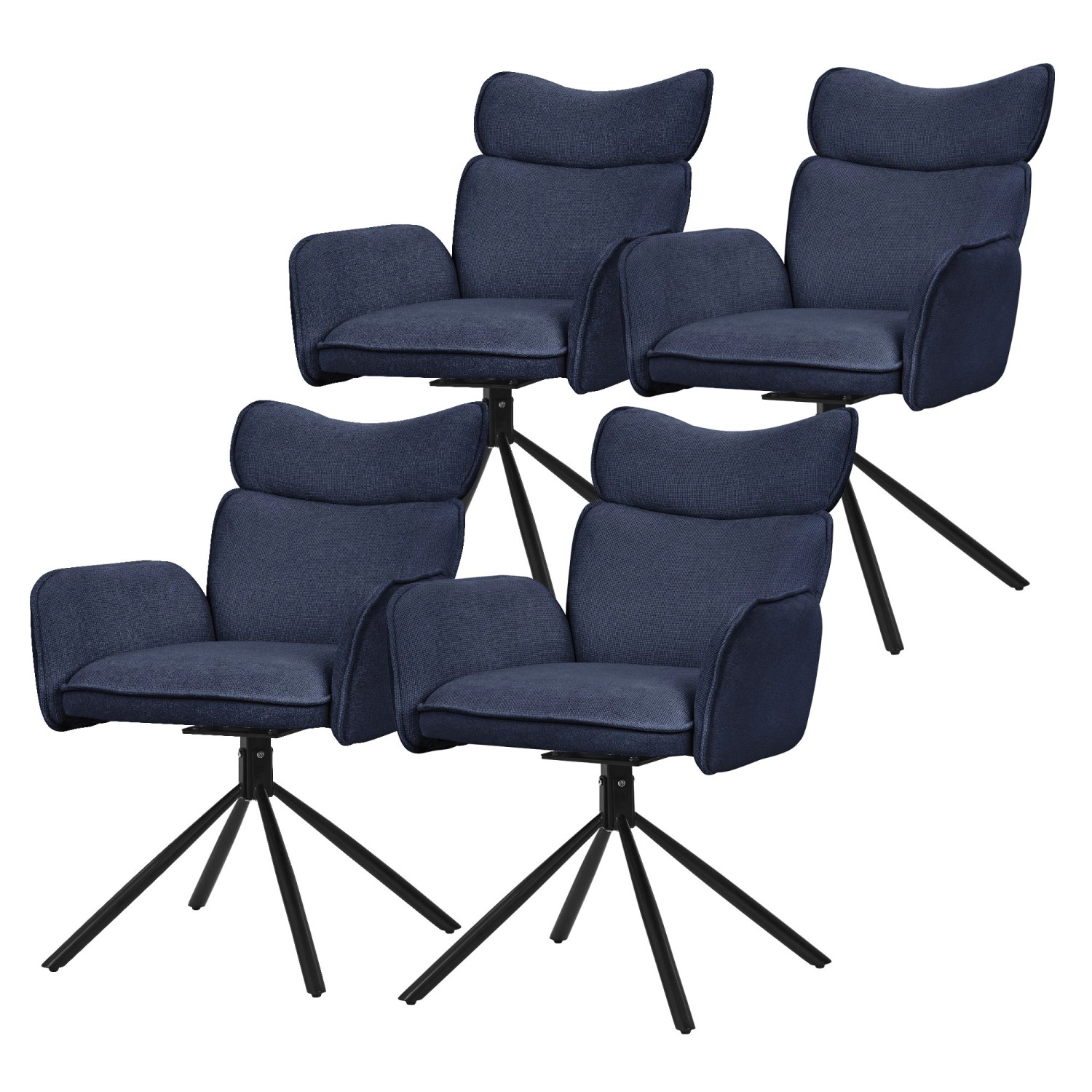 ML-Design Esszimmerstühle Drehbar 4Er Set Dunkelblau mit Stoffbezug günstig online kaufen