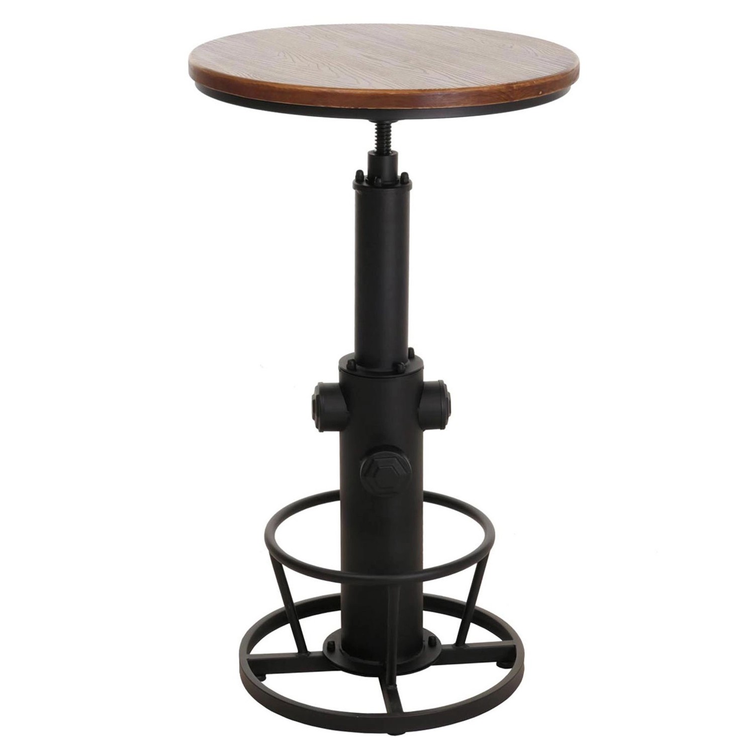 Braunes Bartisch-Set: Bartisch mit 2 Barhockern, höhenverstellbar, Industrie-Design.