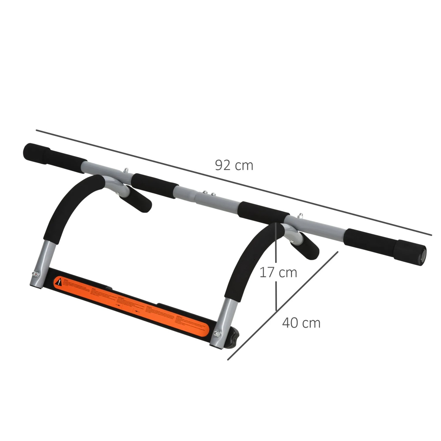 HOMCOM Klimmzugstange, Türreck für Fitness, Stahl, schwarz-grau, 92x40x17 cm.