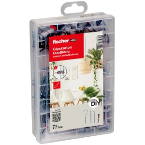 Fischer EasyDIY Box Gipskarton DuoBlade (77 Teile) in transparenter Kunststoffbox.