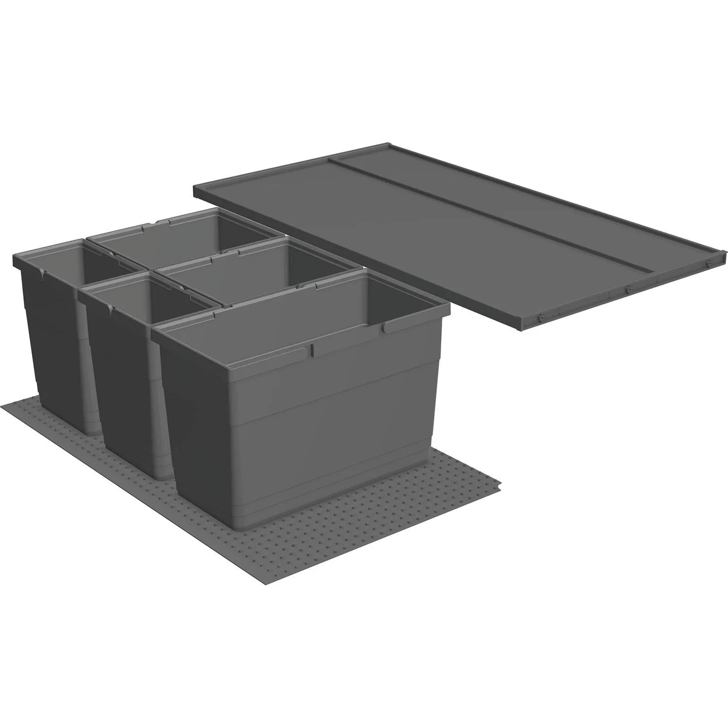 Ninka Abfallsammler Eins2vier Servo-Drive Uno für Tandembox Korpusbreite 900mm 2x6, 2x13,5, 1x21, Kunststoff Dunkelgrau