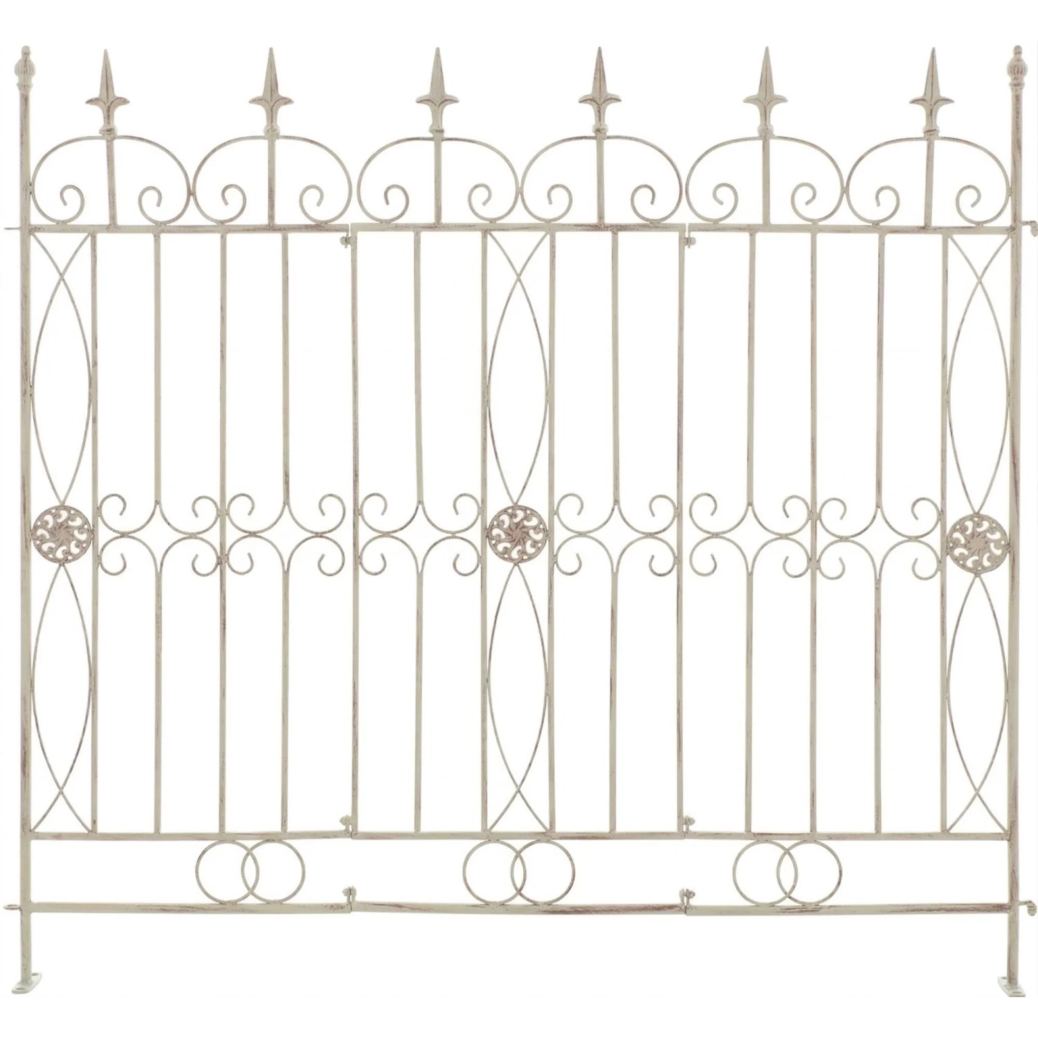 DELUKE Gartenzaun LINUS Antik 124x1x116cm Metall Antik-Creme Steckzaun Element Rankzaun Eisen