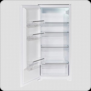 Offener, weißer Wolkenstein Einbaukühlschrank WKS225.0EEB mit Glasablagen.