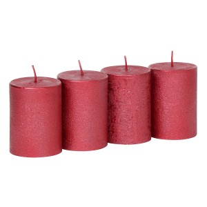 4er-Pack Steinhart Stumpenkerze Rustic-Glanz in Rubinrot, Ø 5,8 x 8 cm. Dekorative Kerzen für stimmungsvolles Licht.
