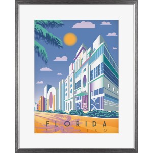 Klassischer, silberner Kunststoffbilderrahmen 40x50 cm mit Art Deco Motiv.